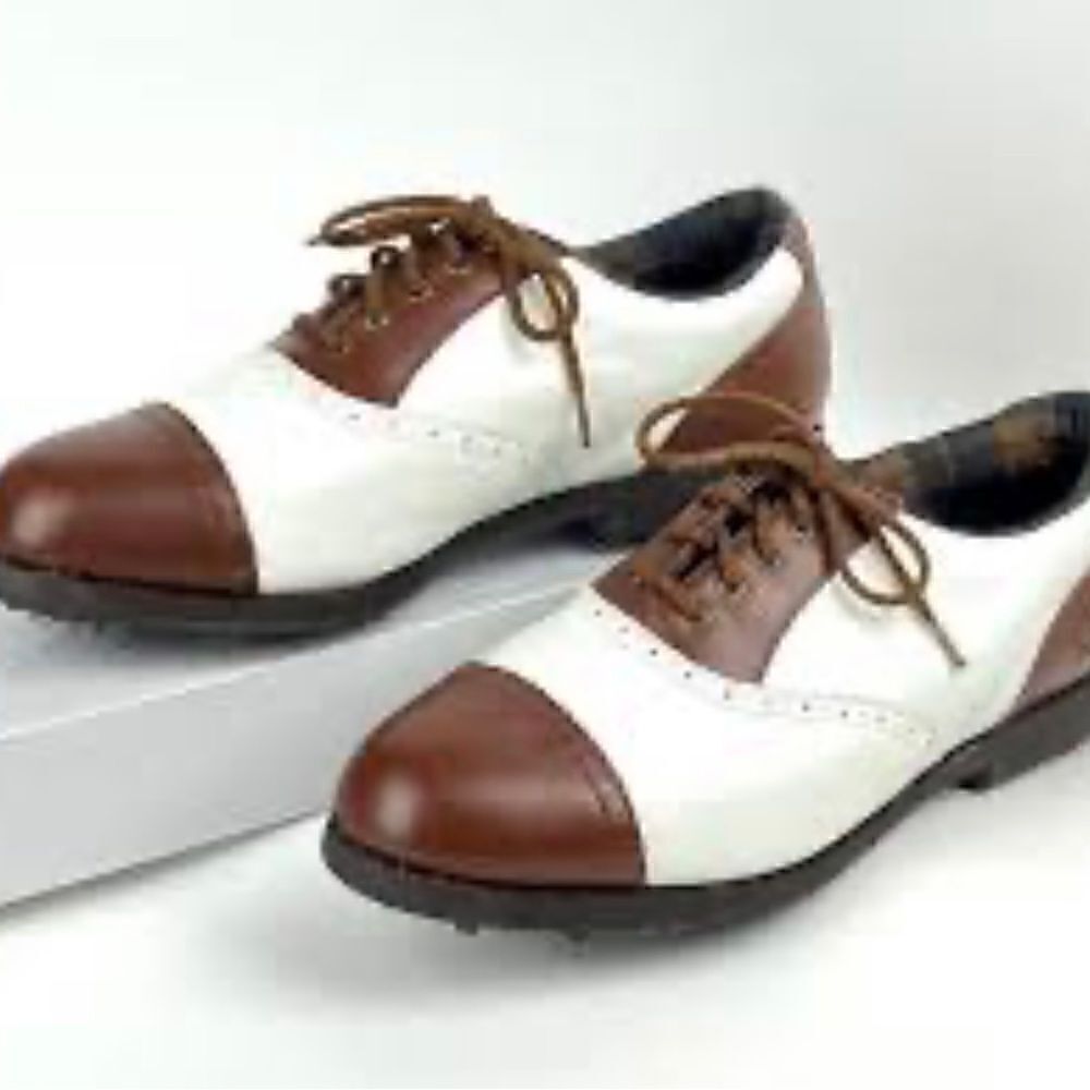 FootJoy Soft Joys Terrains white and Brown Oxford golf shoes size 7